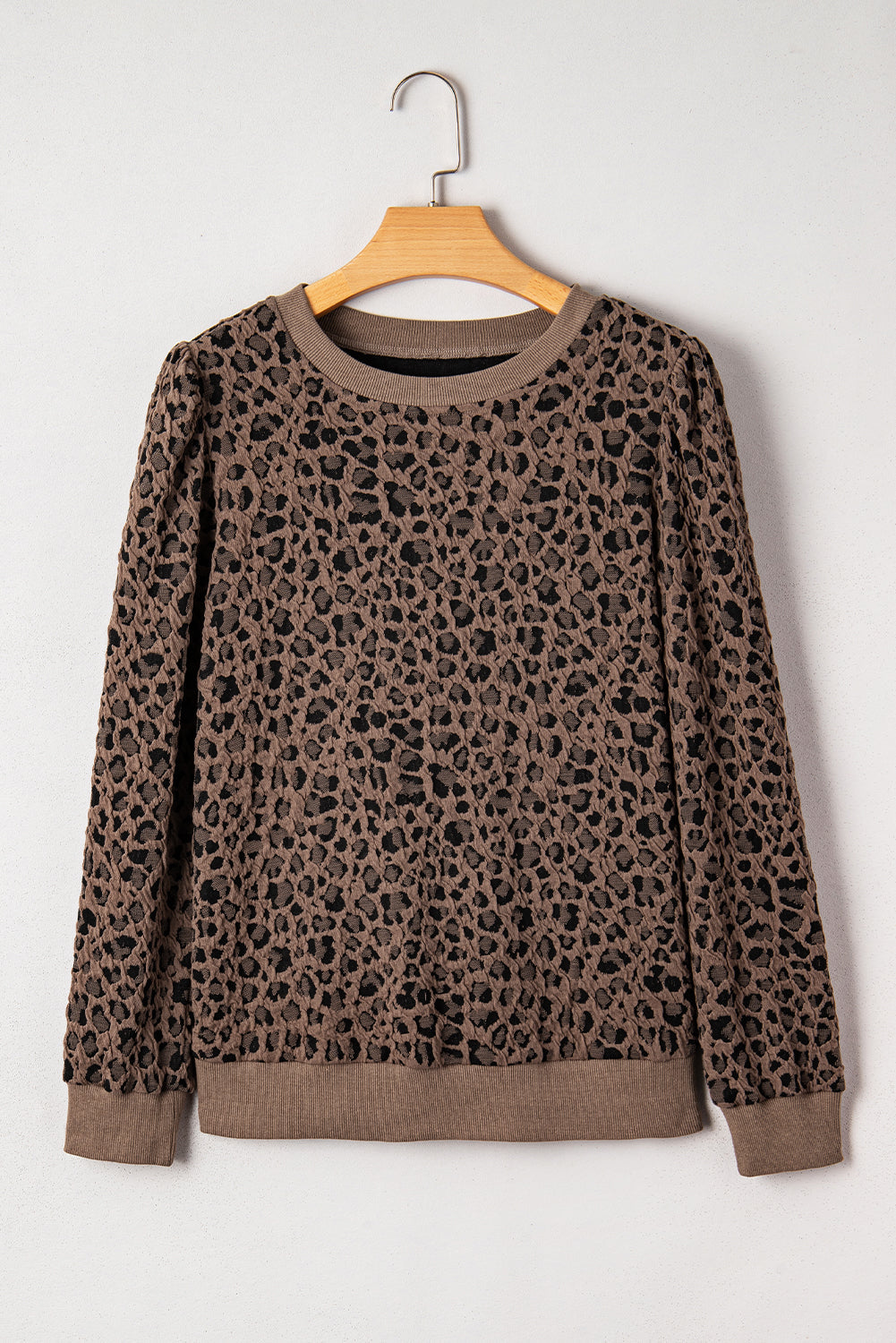Annie Ribbed Trim Leopard Top