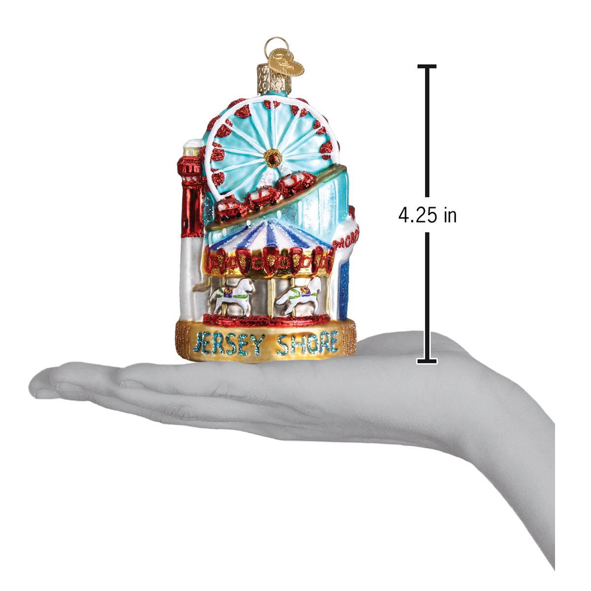 Jersey Shore Christmas Ornament | Old World Christmas Glass Boardwalk Vacation Keepsake Gift