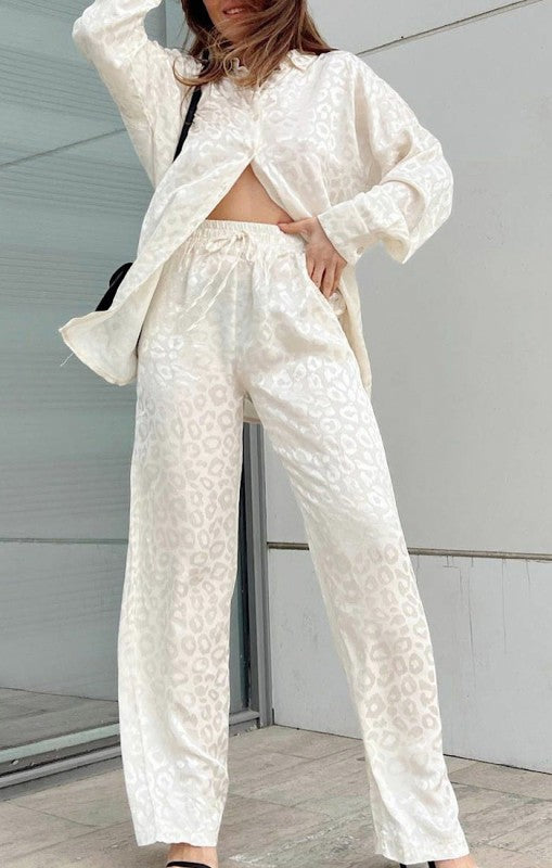 Leopard print 2 piece pants set