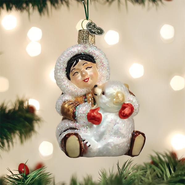 Eskimo Giggles Christmas Ornament | Old World Christmas Glass Winter Keepsake Gift