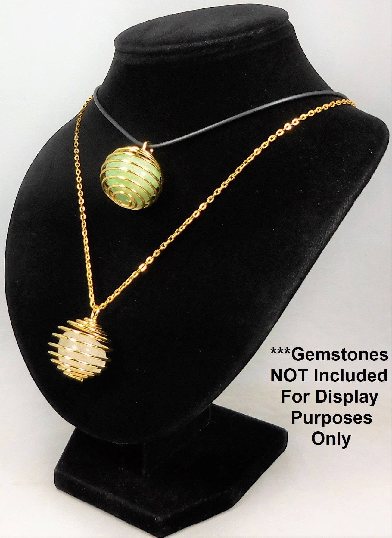 Crystal Gem Holder Spiral Cage Pendants (Silver, Gold, or Copper Plated) Circle Square