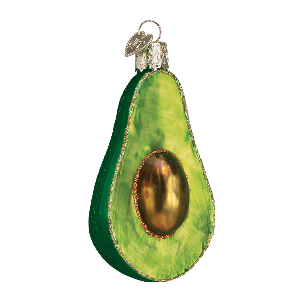 Avocado Christmas Ornament | Old World Christmas Glass Avocado Foodie Gift Guacamole Alligator Pear Mayan History Funny Unique Keepsake Holiday Gift