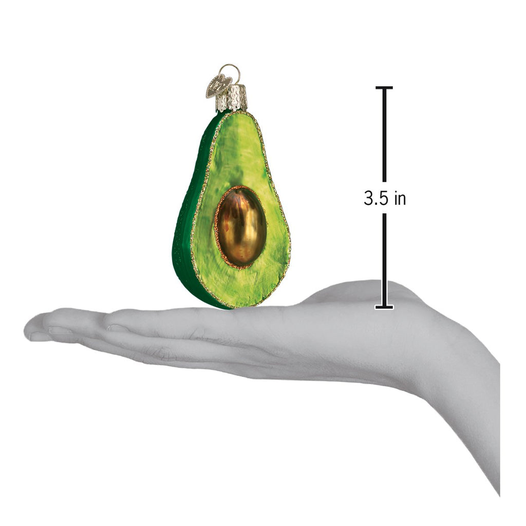 Avocado Christmas Ornament | Old World Christmas Glass Avocado Foodie Gift Guacamole Alligator Pear Mayan History Funny Unique Keepsake Holiday Gift