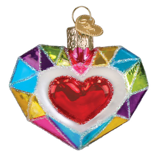 Faceted Heart Glass Christmas Ornament | Old World Christmas | Romantic Holiday Gift