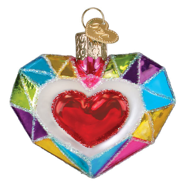 Faceted Heart Glass Christmas Ornament | Old World Christmas | Romantic Holiday Gift
