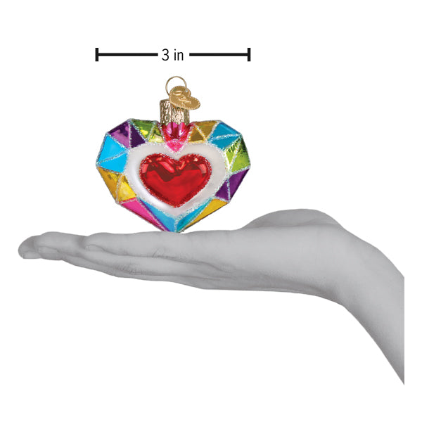 Faceted Heart Glass Christmas Ornament | Old World Christmas | Romantic Holiday Gift