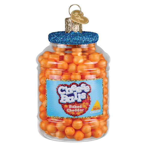 Cheese Balls Christmas Ornament | Old World Christmas Glass Cheese Balls Snack Foodie Funny Party Crunchy Savory Unique Keepsake Holiday Gift