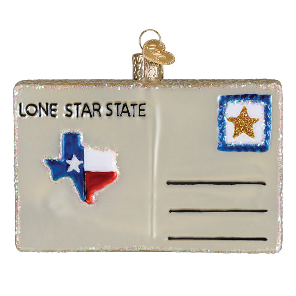 Texas Postcard Christmas Ornament | Old World Christmas Glass Texas Postcard Lone Star State Bluebonnets Longhorns Rio Grande Texas Gift Keepsake Holiday Gift