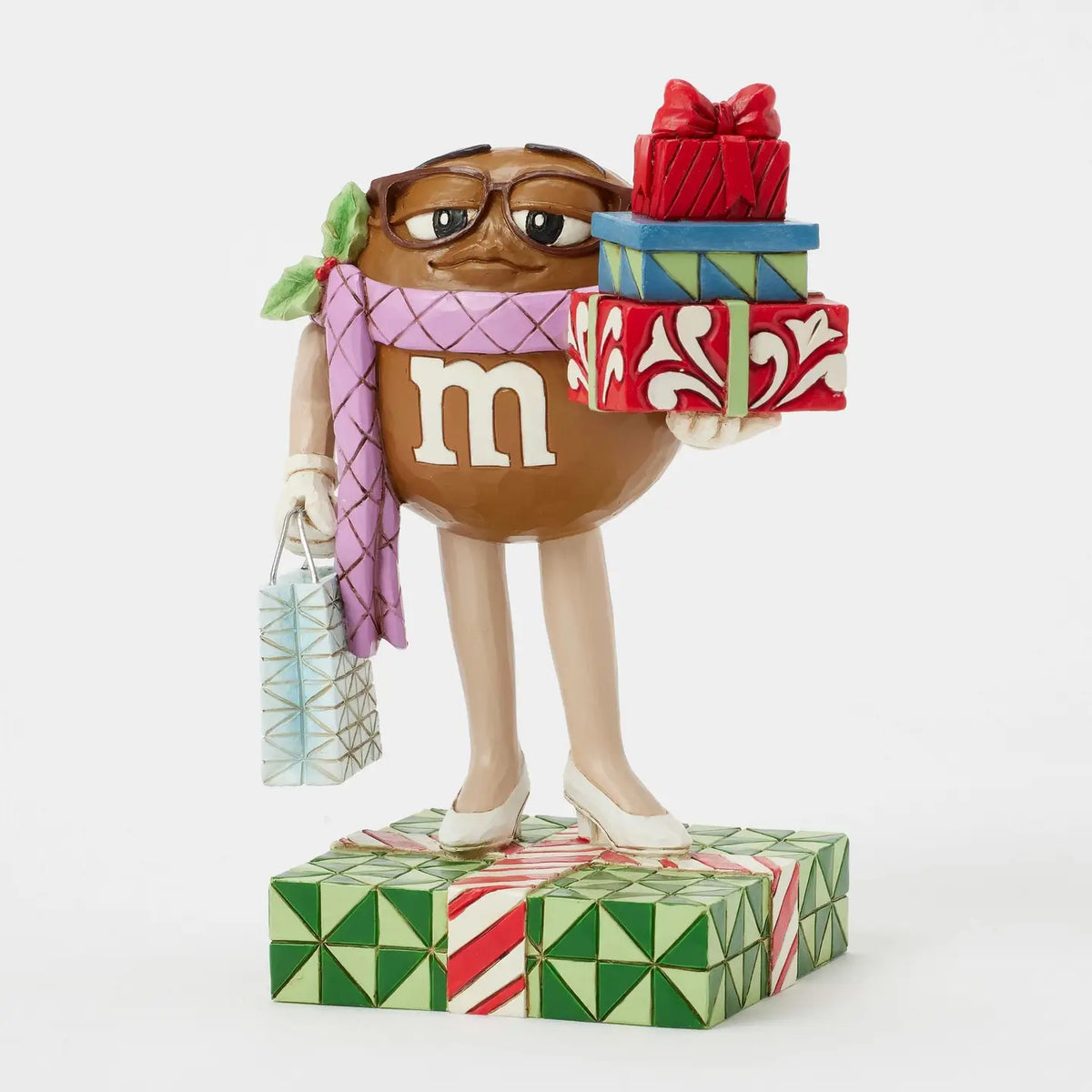 M&M's Brown Figurine with Presents | Holiday Character Collectible | Jim Shore
