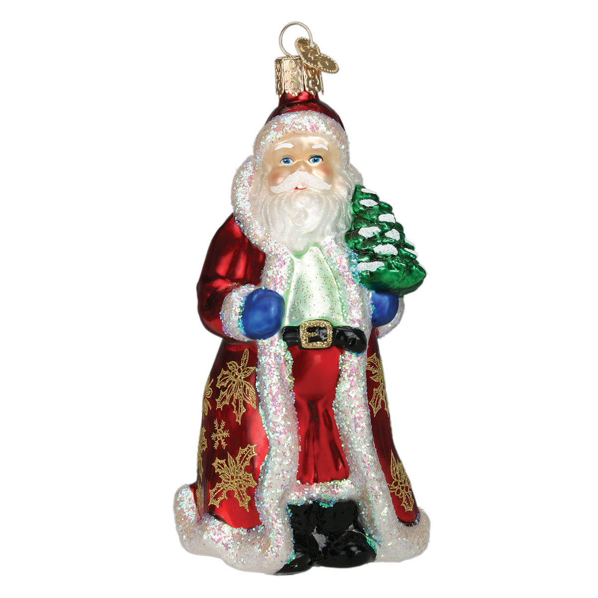 Glistening Golden Santa Christmas Ornament | Old World Christmas Glass Keepsake Gift