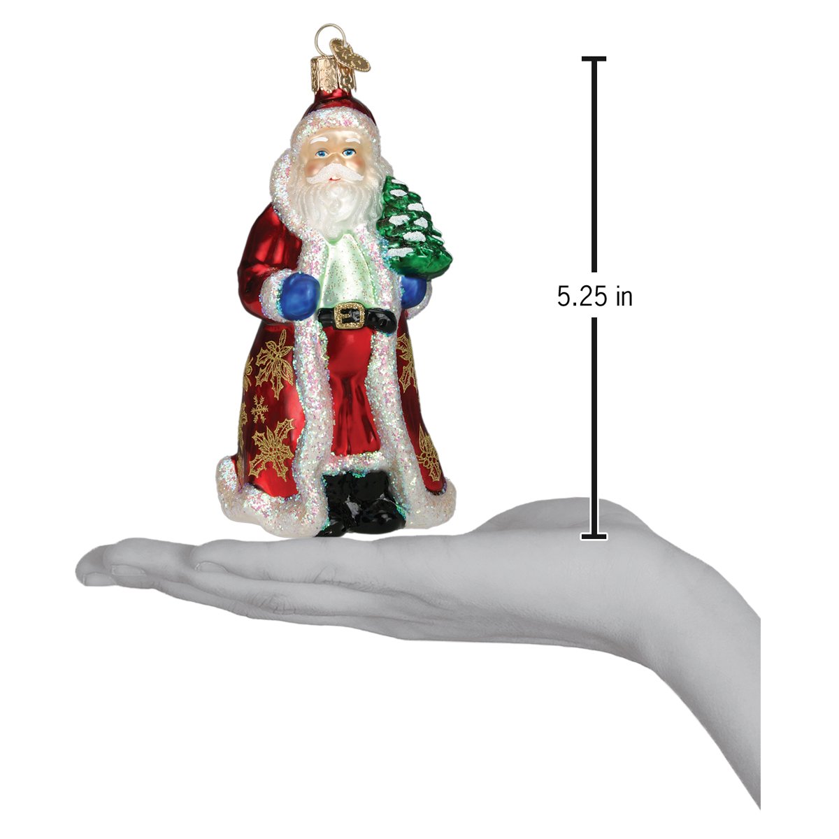 Glistening Golden Santa Christmas Ornament | Old World Christmas Glass Keepsake Gift