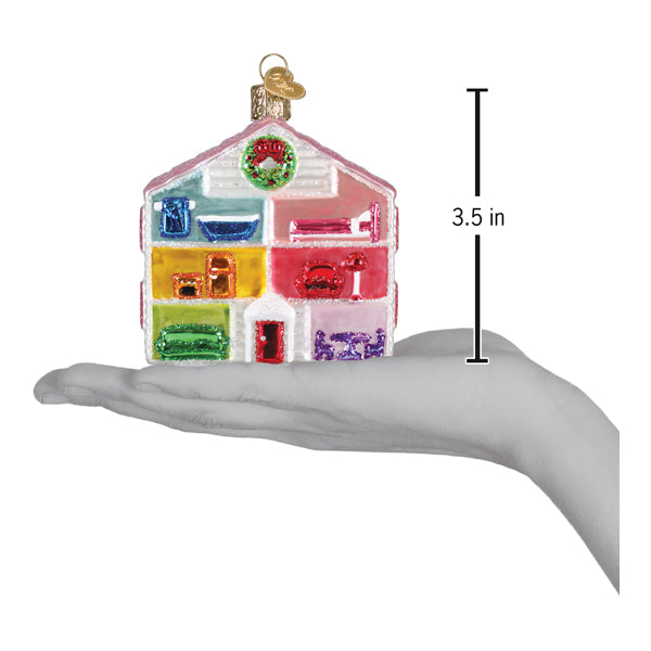 Lovely Doll House Christmas Ornament | Old World Christmas Glass Dollhouse Miniature House Childhood Nostalgia Kids Family Keepsake Holiday Gift