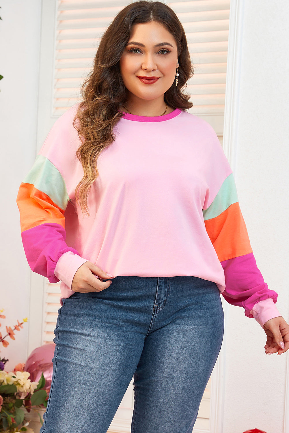 Harlow Plus Size Patchwork Long Sleeve Top