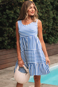 Ellie Stripe U Neck Sleeveless Loose Fit Mini Dress
