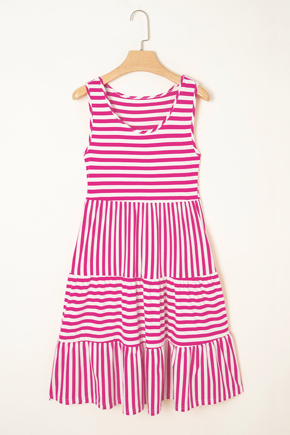 Ellie Stripe U Neck Sleeveless Loose Fit Mini Dress
