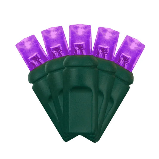 LED Mini Lights 5MM Purple Static Green Wire 6" Spacing