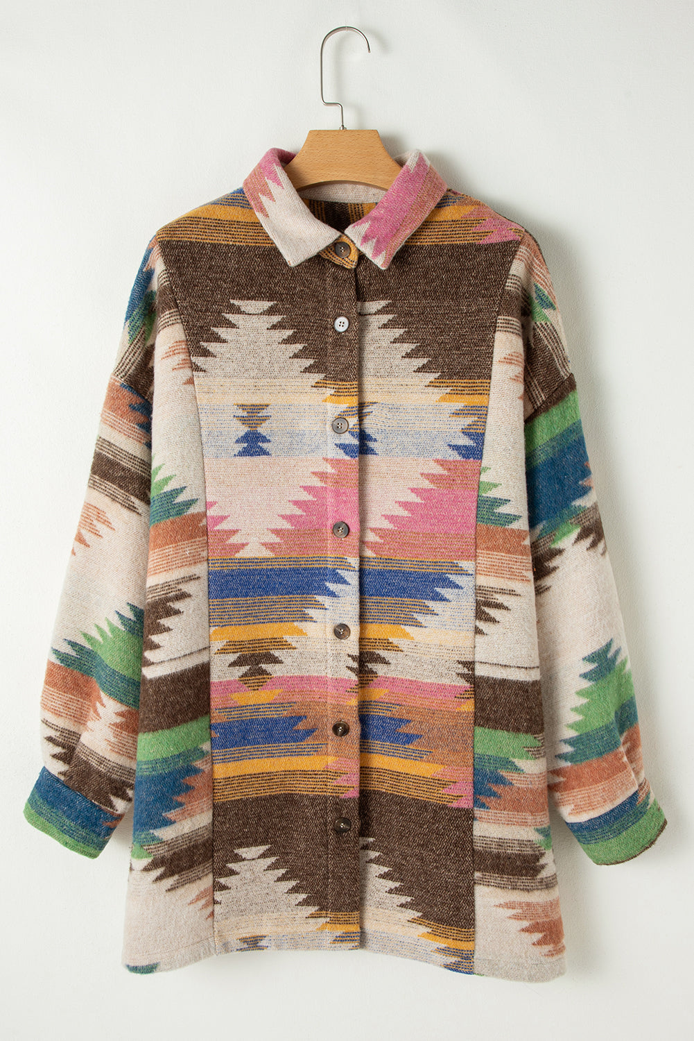 Laney aztec Print Up Shacket