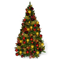 7.5FT Pre-Decorated PVC Christmas Tree Red/Gold/Burgundy