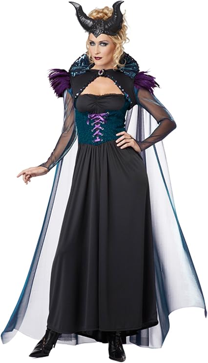 Storybook Sorceress Women's Costume | Witch Dress Shrug Cape & Headpiece Halloween Set