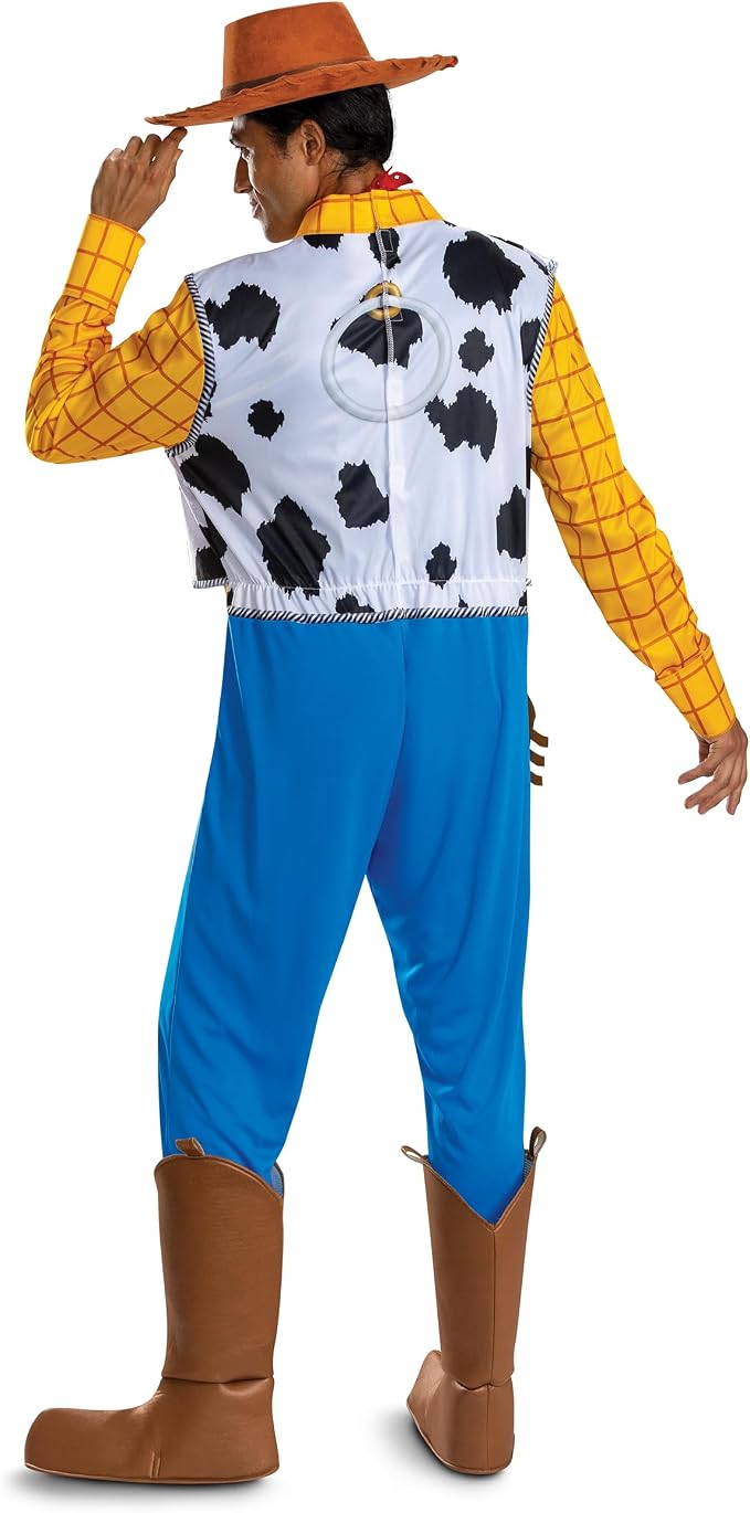 Deluxe Toy Story Woody Adult Costume | Officially Licensed Disney Jumpsuit with Hat Badge & Kerchief