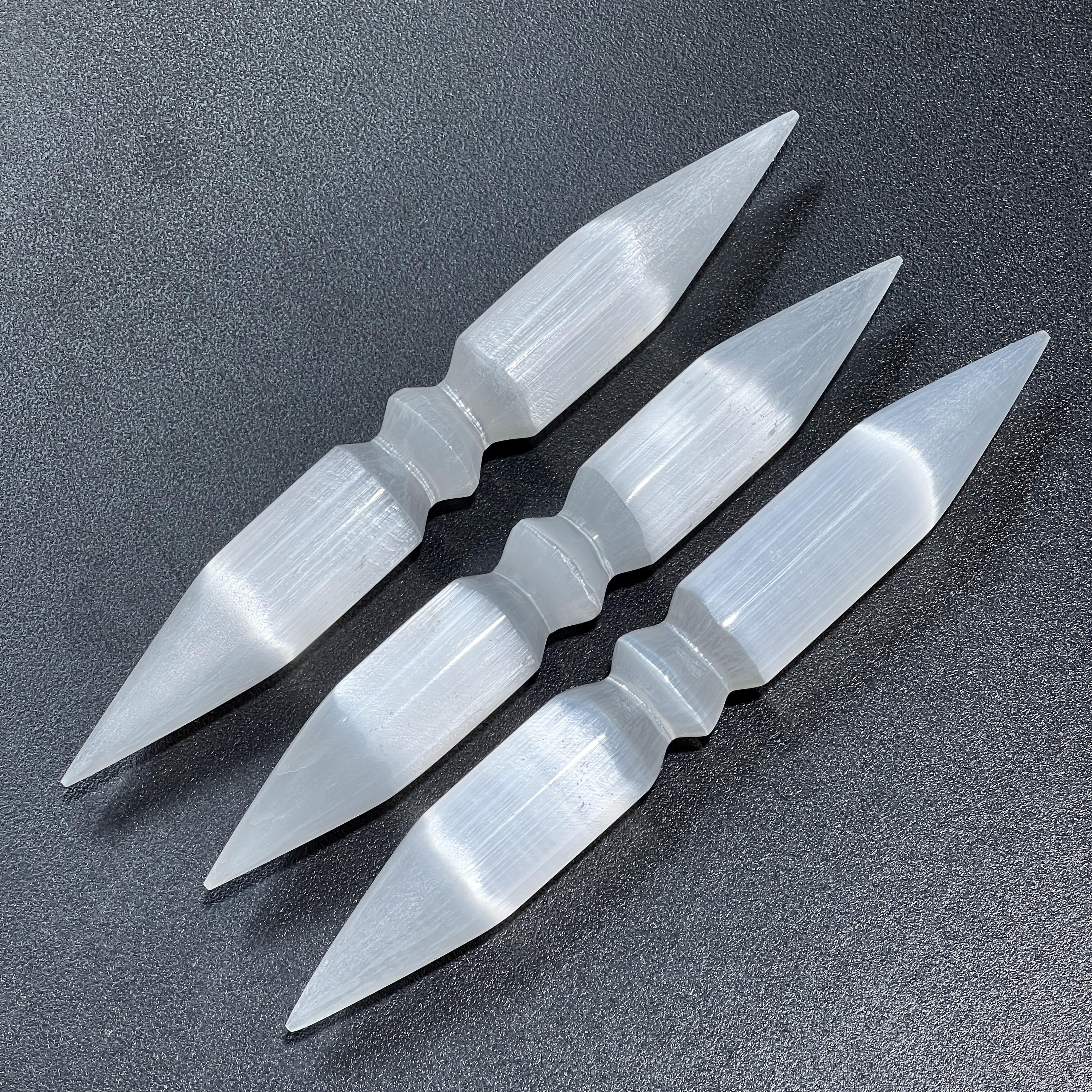 Selenite Crystal Wand Double Point Polished Carving