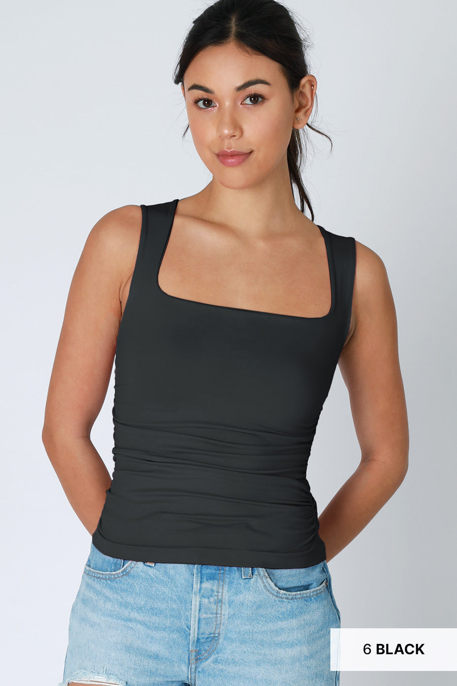 Clean Line Wide Strap Tank Top | Black Layering Basic | Niki Biki
