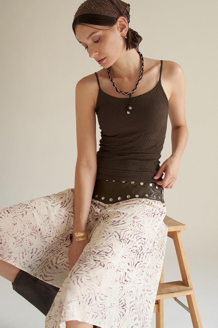 Tonal Zebra Cami | Chocolate Seamless Jacquard Tank | Niki Biki