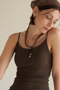 Tonal Zebra Cami | Chocolate Seamless Jacquard Tank | Niki Biki