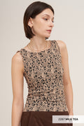 Floral Lettuce Edge Top | Milk Tea Soft Stretch Tank | Niki Biki