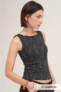 Floral Lettuce Edge Top | Gunmetal Soft Stretch Tank | Niki Biki
