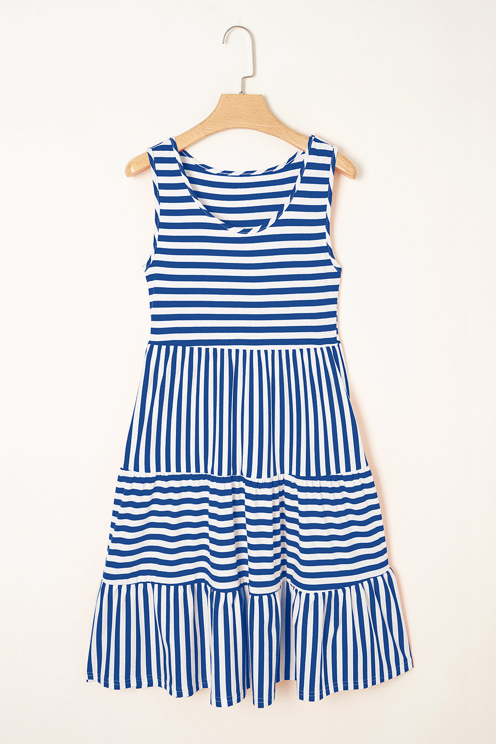 Ellie Stripe U Neck Sleeveless Loose Fit Mini Dress