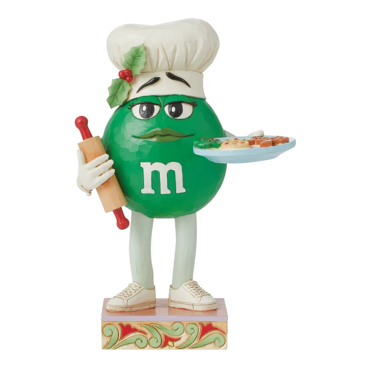 M&M's Baked By Green Figurine with Cookies | Holiday Character Collectible | Jim Shore