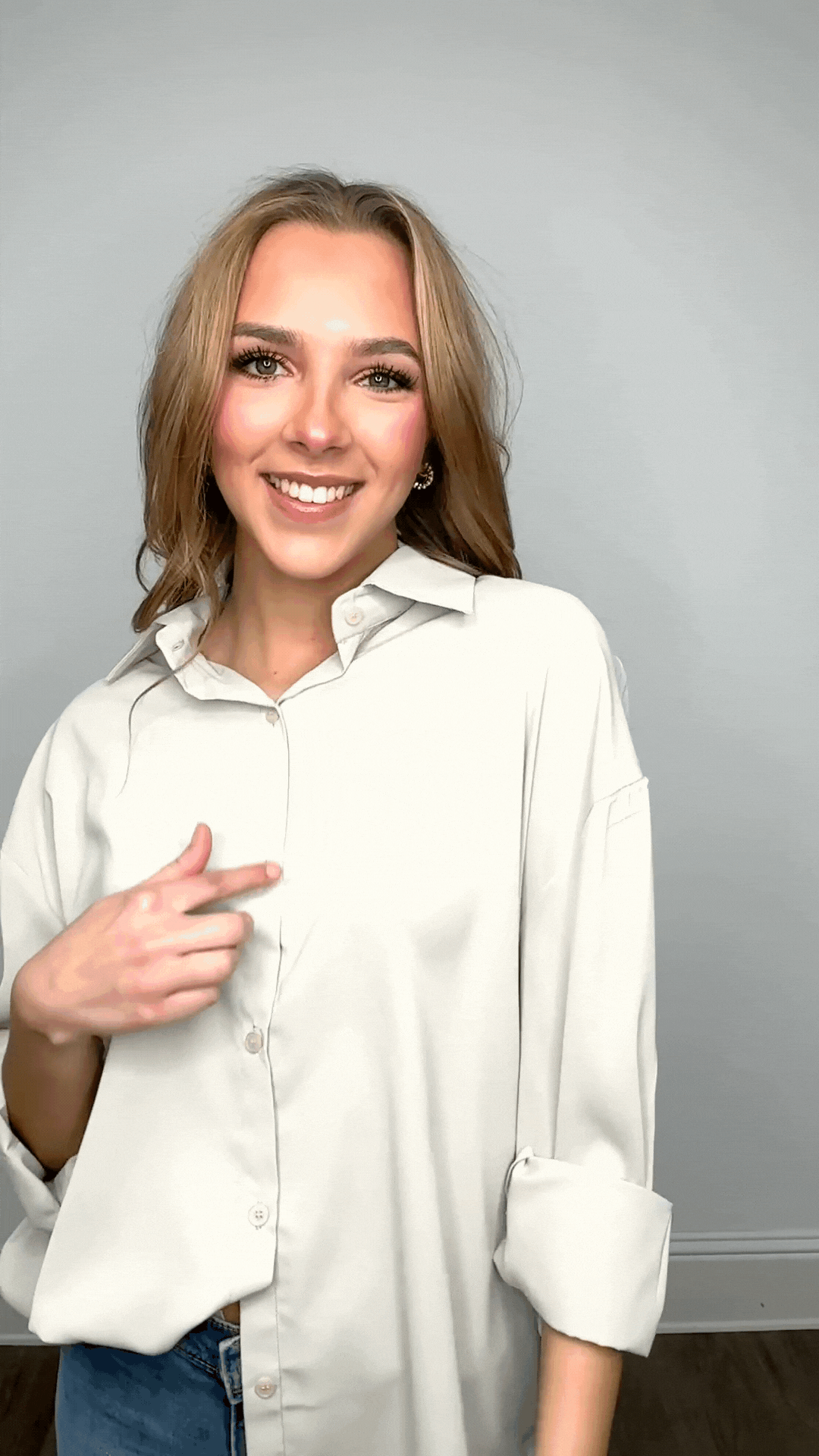 The Kathryn Button-Up | Grey | Grace+Emma | Women's Relaxed Fit Button-Front Top | XS–3XL