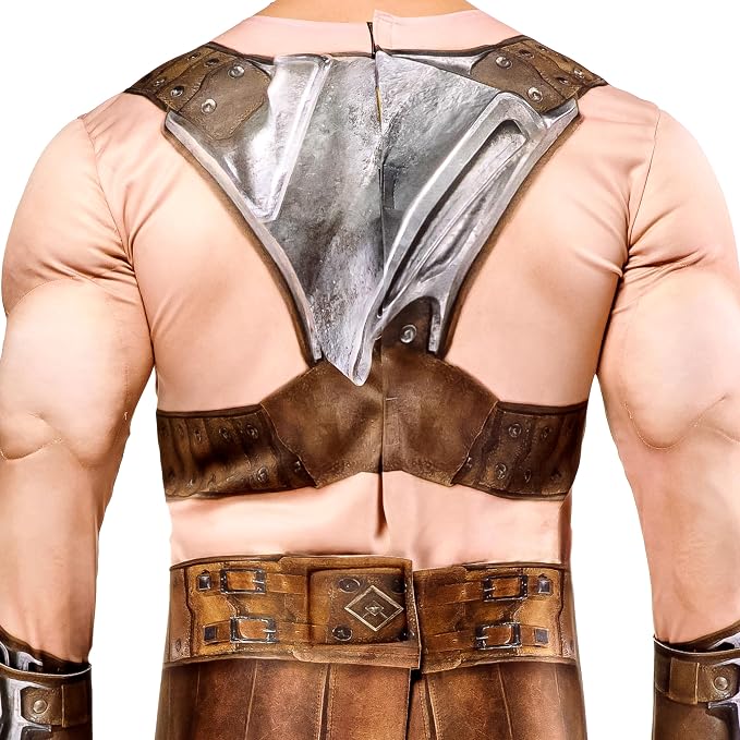He-Man Masters of the Universe Men's Costume | Officially Licensed Muscle Jumpsuit with Bracers & Belt