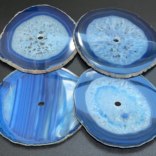 Large Blue Color Agate Slice Clock Faces (5.5 to 6 Inches)(1 CM Drilled Hole)