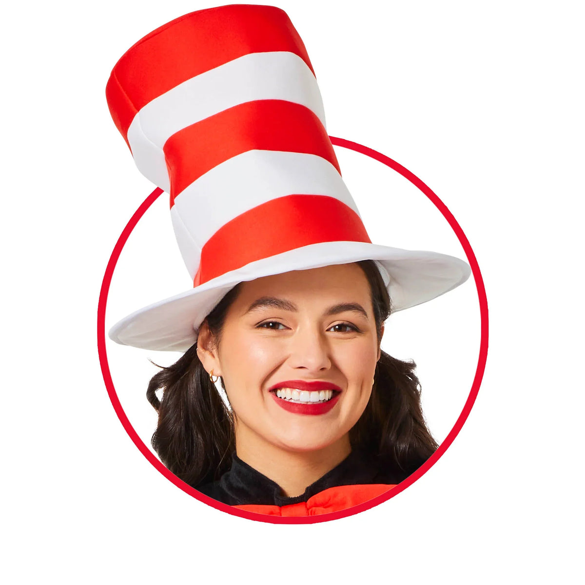 Dr. Seuss Cat in the Hat Costume Hat | Officially Licensed Adult Red & White Striped Top Hat