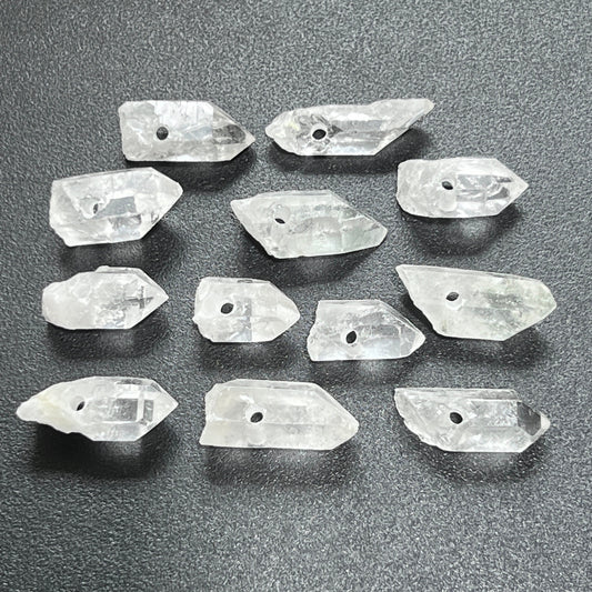 Drilled Clear Quartz Crystal Points (2mm Hole) Pendant Beads