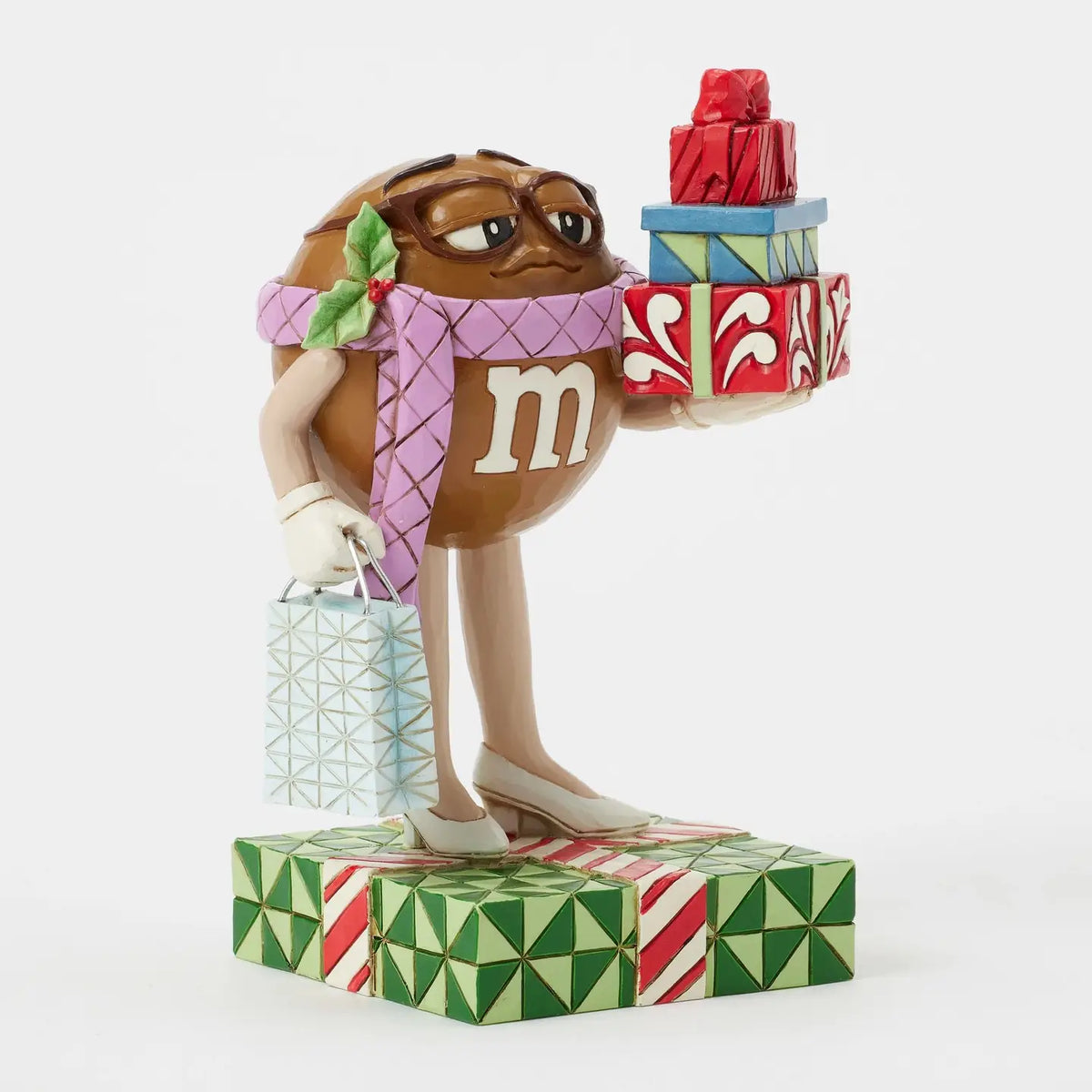 M&M's Brown Figurine with Presents | Holiday Character Collectible | Jim Shore
