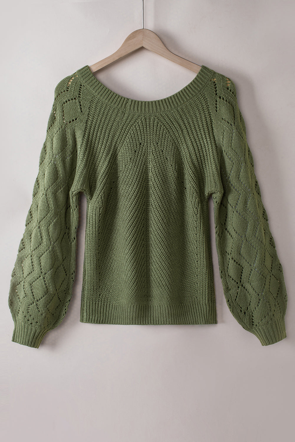 Lia Hollow-out Puffy Sleeve Knit Sweater