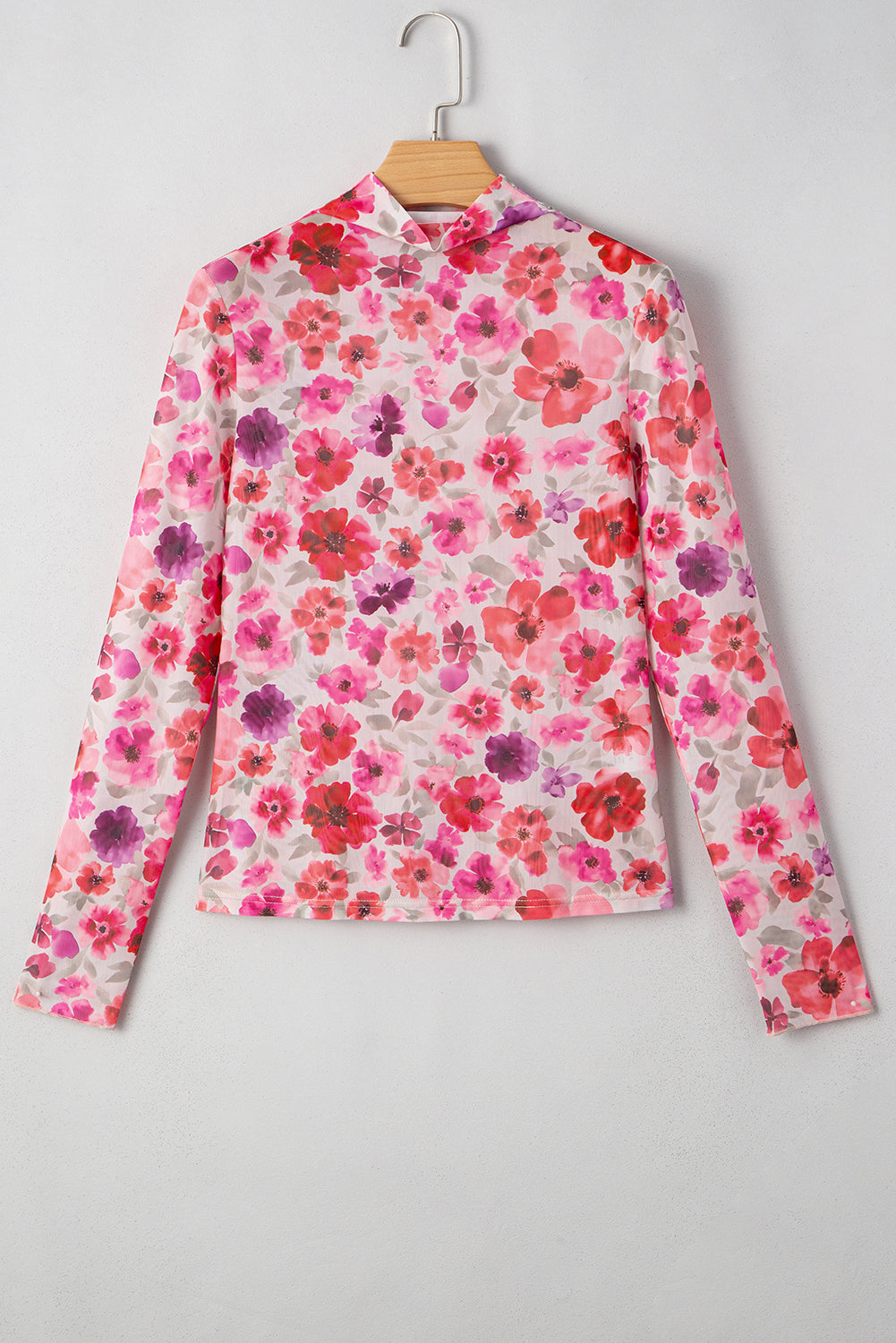 Rosalie Floral Long Sleeve Slim Fit Mesh Top