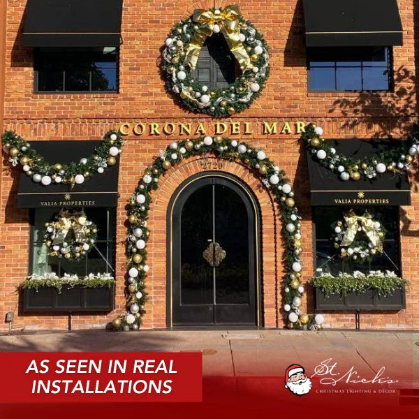 9'x14" Pre-Decorated Garland with Warm White Lights Gold/Silver