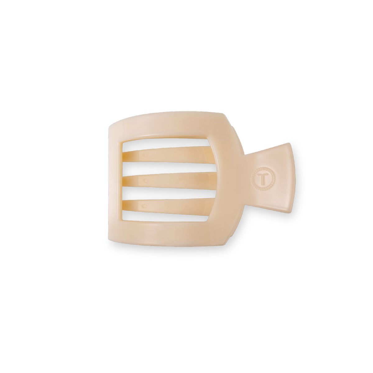 Almond Beige Small Flat Square Hair Clip | TELETIES 3.4" Nearly Unbreakable Neutral Claw Clip
