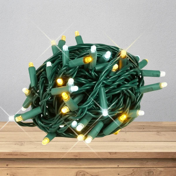 LED Mini Lights 5MM Amber/Warm White/Cool White Green Wire - 6" Spacing