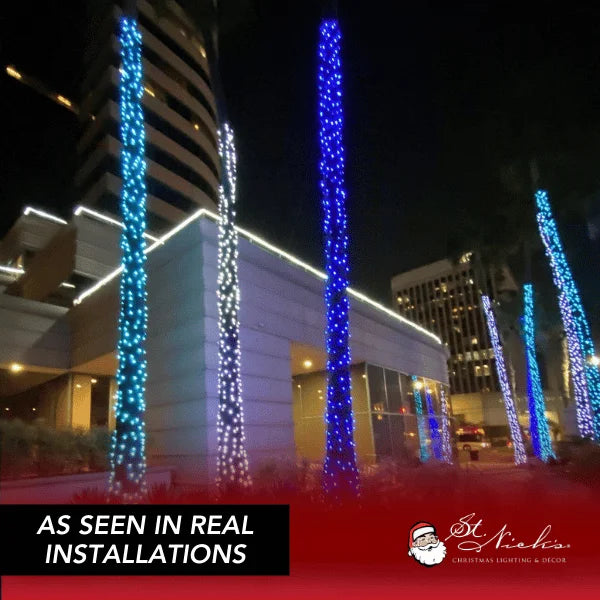 LED Mini Lights 5MM Aqua Blue and Cool White Twinkle  Green Wire- 6" Spacing