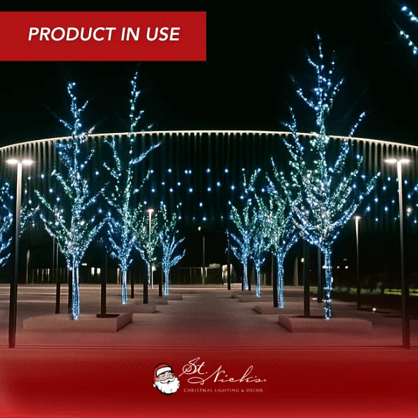 LED Mini Lights 5MM Aqua Blue and Cool White Twinkle  Green Wire- 6" Spacing