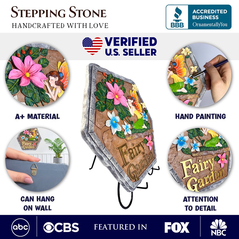 Fairy Kisses and Flowers Garden Stepping Stone, 9.5" Outdoor Decoration Statue