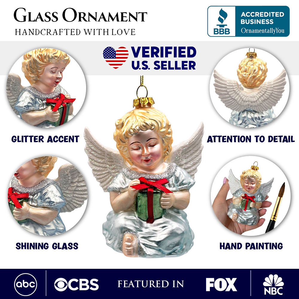 Vintage Angel Handpainted Classic Glass Christmas Ornament, Sentimental Faith Gift