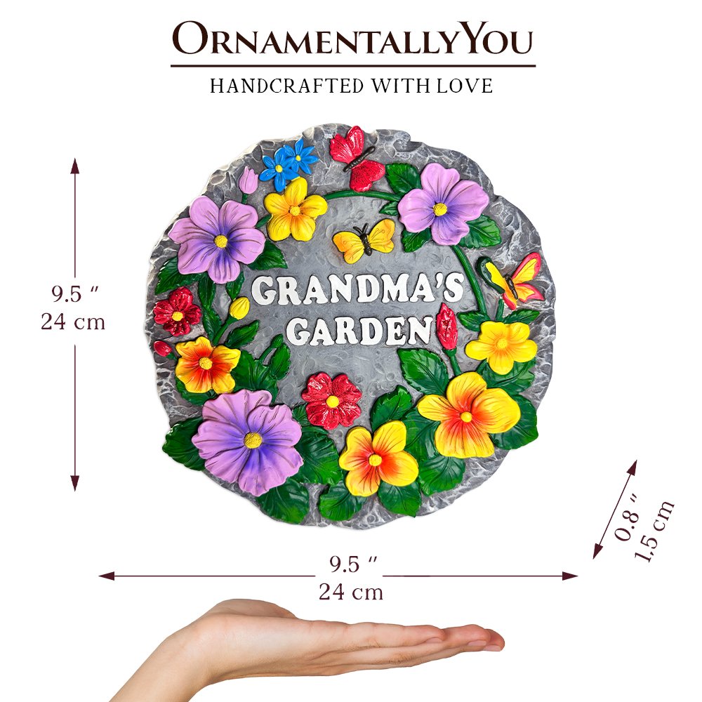 Grandma’s Garden Floral Stepping Stone, 9.5" Decorative Outdoor Decoration
