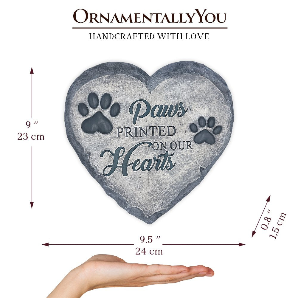 Paws Printed on our Hearts Memorial Stepping Stone for Pet, 9.5" Dog Funeral and Pet Cemetery Decor