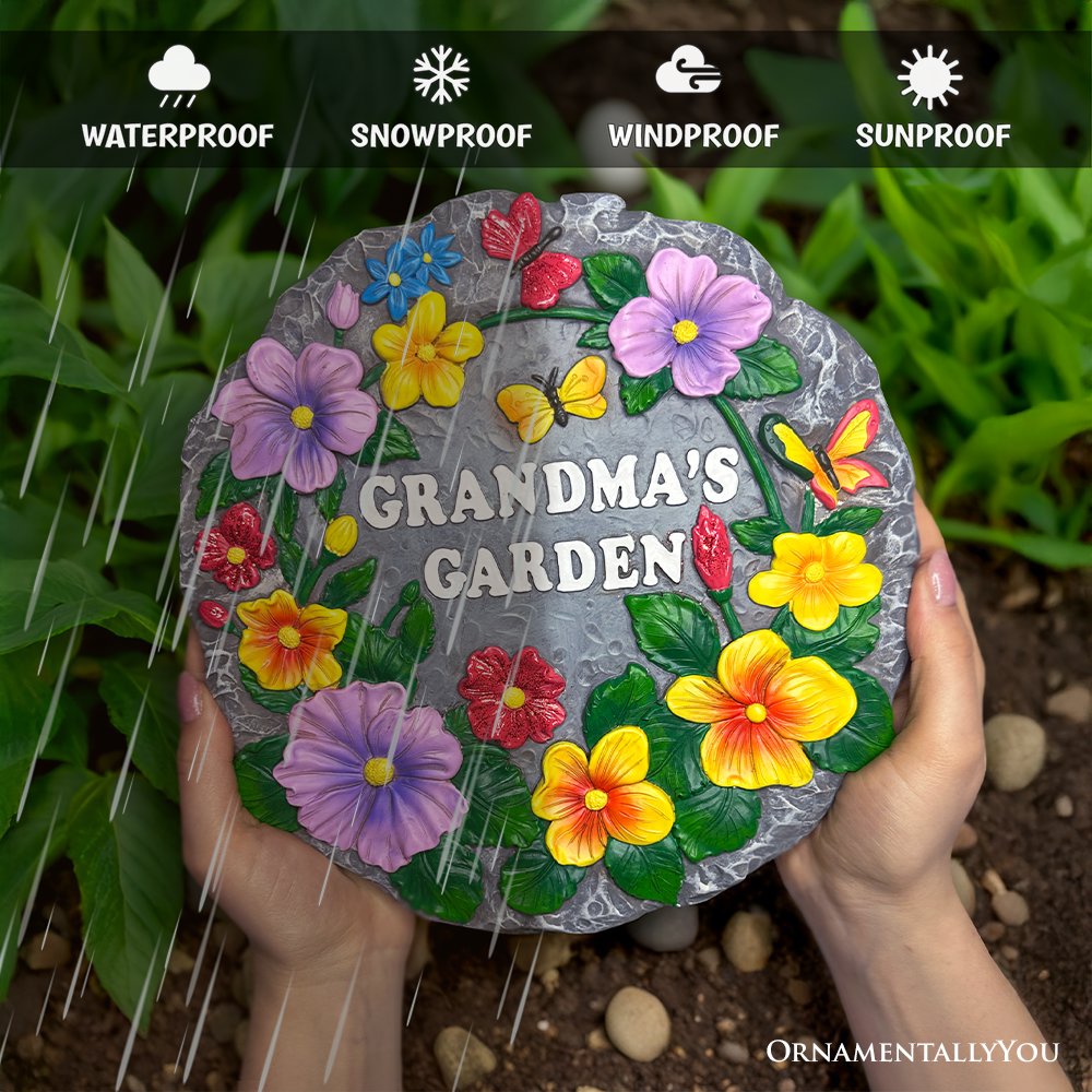 Grandma’s Garden Floral Stepping Stone, 9.5" Decorative Outdoor Decoration